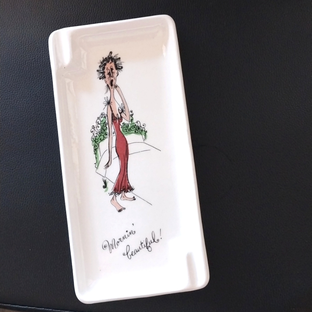 VINTAGE ASHTRAY / TRINKET DISH MORNIN BEAUTIFUL! LADY RETRO